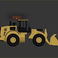 Yellow Heavy Duty Construction Loader With Large Bucket And Black Wheels