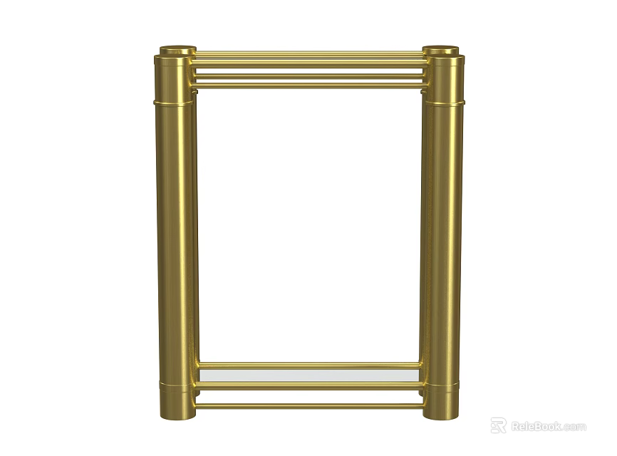 Golden Metal Frame Entryway Console Table Side Cabinet With Glass Shelves 3d model 
