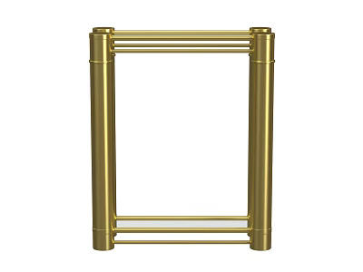 Golden Metal Frame Entryway Console Table Side Cabinet With Glass Shelves 3d model