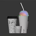 Fresh Beverage Cups With Black Lid And Colorful Dome Cover For Cold Drinks