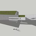 Modern Landscape Wall Design With Geometric Shapes Greenery And Inscription