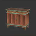 Classic Wooden Wardrobe With Double Cabinet Doors And Carved Decorative Legs