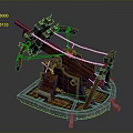 Ancient Catapult Siege Equipment With Wooden Frame Metal Components And Ropes