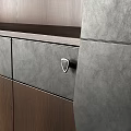 Modern Wooden Entryway Cabinet Sideboard with Open Shelves and Closed Drawers Brown Gray Panel Design