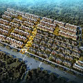 Aerial View Planning of Residential Housing Complex With Neat Building Layout And Surrounding Greenery