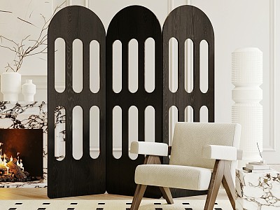 Modern Screen Middle Solid Wood Screen model