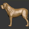 Detailed Golden Dog Statue With Metallic Shine On Reflective Black Base