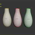 Green Plants In White Oraimo Vases With Textured Patterns On Dark Surface 3d model