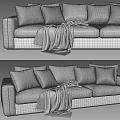 Elegant Sectional Sofa With Multiple Decorative Pillows And Cozy Throw Blanket 3d model