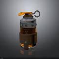 Tactical Grenade With Orange Pull Ring Silver Metallic Body And Brown Strap Mechanical Design 3d model
