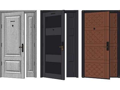 Modern Combination Doors With Wooden Panels Glass Inserts And Multiple Color Options 3d model