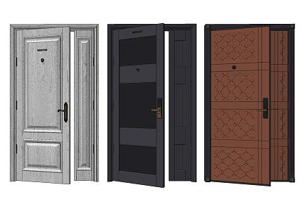 Modern child-mother door entry door combination 3d model