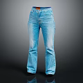 Stylish Light Blue Denim Jeans with Straight Leg Fit Button Closure and Distressed Details