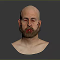 A Bald Man With Beard Closed Eyes And Bust In Grey Background 3d model