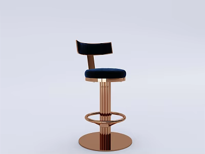 Modern Swivel Bar Stool With Velvet Upholstery And Rose Gold Metal Base 3d model