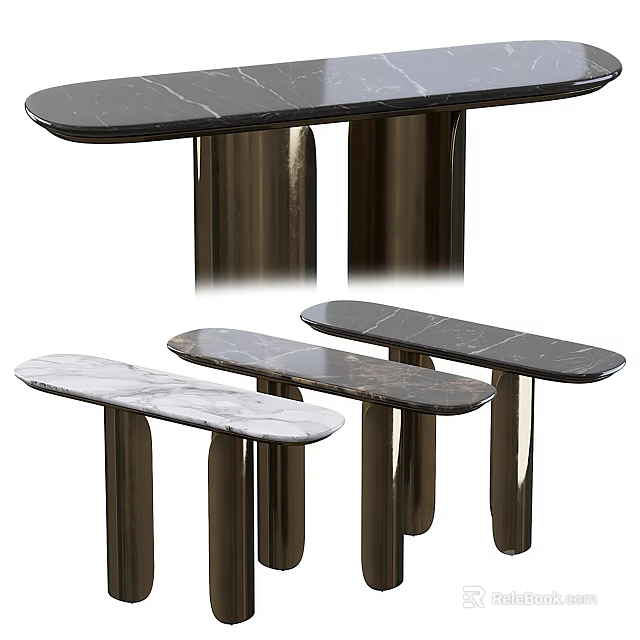 Sleek Modern Coffee Tables With Black White Brown Marble Tops And Metal Legs 3d model 