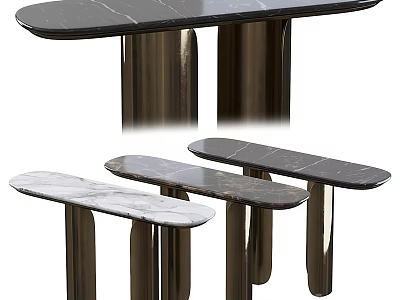Sleek Modern Coffee Tables With Black White Brown Marble Tops And Metal Legs 3d model