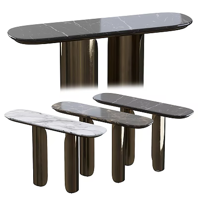 Sleek Modern Coffee Tables With Black White Brown Marble Tops And Metal Legs 3d model