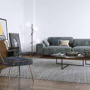Modern Sofa Coffee Table Combination Sofa Decorative Painting Ornaments Combination 3d model