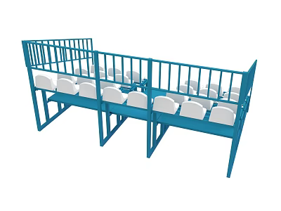 Multi Tiered Seating Equipment With Blue Frame And White Seats 3d model