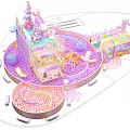 Pink Themed Kids Playground With Slide Ball Pit And Castle Structure