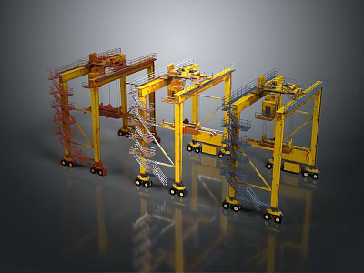 High Quality Multiple Yellow Industrial Gantry Crane Equipment For Heavy Lifting Operations 3d model