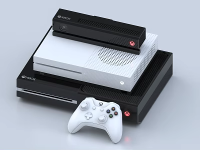 Entertainment Electronics Featuring Stacked Xbox Gaming Consoles And White Wireless Controller 3d model