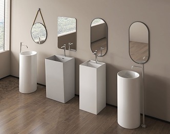 Wash basin Wash table Pillar basin Mirror 3d model