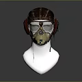 Weapon Military Helmet With Leather Construction Goggles And Breathing Apparatus Displayed On Mannequin