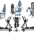 Professional Fitness Equipment with Seated Training Machines Elliptical Trainers and Blue Black Design