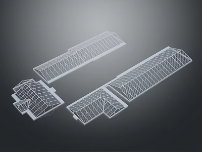 White Architectural Wireframe Models For Building Structure And Roof Design 3d model