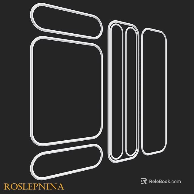 Structural Components with White Line Geometric Outlines on Black Background for Design 3d model 