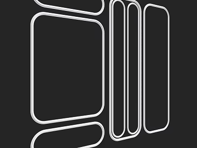 Structural Components with White Line Geometric Outlines on Black Background for Design 3d model
