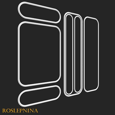 Structural Components with White Line Geometric Outlines on Black Background for Design 3d model
