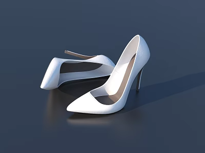Women's White High Heels With Pointed Toe And Stiletto Heel Design 3d model