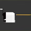 Manual White Pencil Sharpener With Hand Crank Design And Inserted Pencil Yellow Red Tip