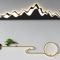 Modern Mountain Shaped Indoor Wall Light with Decorative Tree and Circular Design Elements 3d model