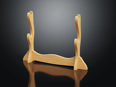 Wooden Home Living Holder With Curved Base And Modern Simple Structure 3d model