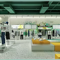 Aminta Modern Clothing Store With Green Ceiling Open Layout Mannequins And Vintage Decor