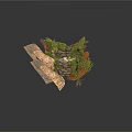 Scenic Natural Path With Wooden Steps Mossy Rocks And Lush Green Foliage