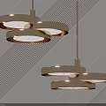 Two Modern Metallic Ring Design Pendant Lights Hanging Illuminated Ceiling Fixtures 3d model