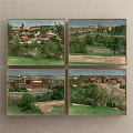 Urban Landscape Paintings Featuring City Skylines Green Trees Roads And Buildings