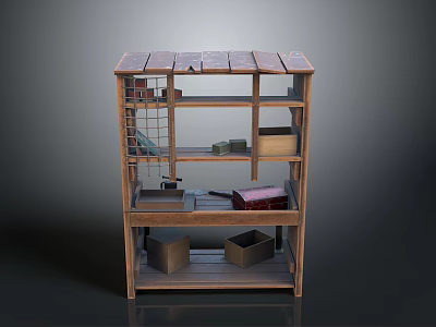 Practical Hardware Tools Storage Organizer With Various Tools On Wooden Shelf 3d model