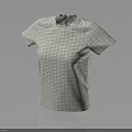 White Short Sleeve Round Neck T-shirt With Grid Pattern For Casual Fashion Wear