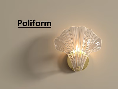 Poliform Modern Fan Shaped Transparent Glass Wall Lamp With Gold Base And Soft Light 3d model