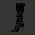 Leather Ruched Design Knee High Boots With High Heel For Women