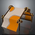 Cute Small Furniture With Wooden Pillars Orange White Fabric Ropes And Blue Decorative Patterns