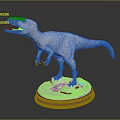 White Feathered Dinosaur With Yellow Crested Head Standing On Base With Green And White Elements 3d model
