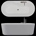 White Freestanding Bathtub With Modern Design And Chrome Faucet Multiple Views