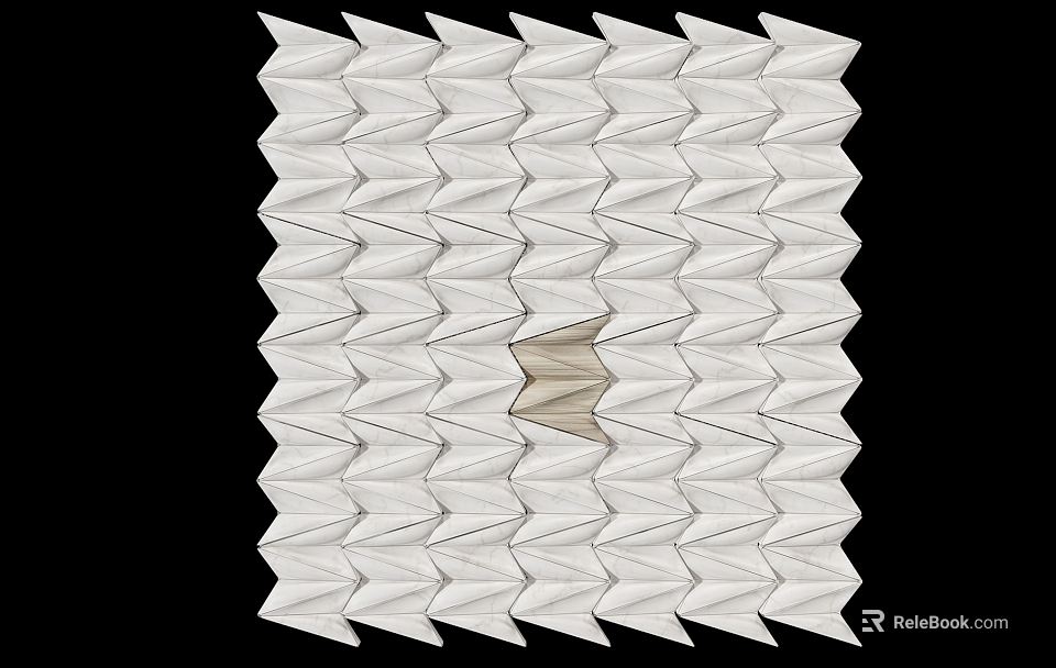 White Folded Textured Wall With 3D Paper-like Geometric Pattern Design 3d model 